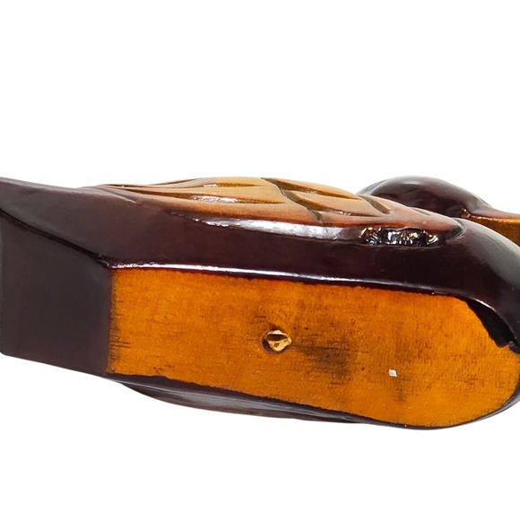 Hand Carved Solid Wooden Duck Figurine Vintage Decor Stained Hunting Rustic - Picture 9 of 13